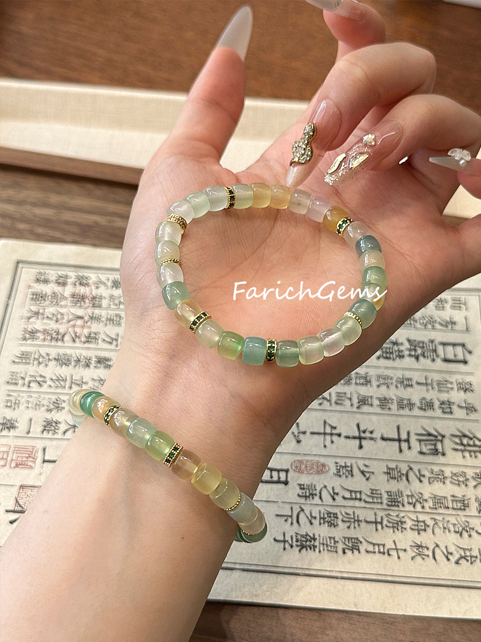 Prehnite Copper Accessories Beaded Crystal Bracelet 6mm+