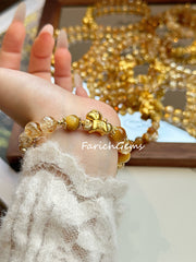 Golden Tiger's Eye Stone Citrine Beaded Crystal Bracelet 8+7mm