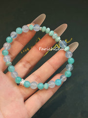Amazonite Aquamarine Beaded Crystal Bracelet 6+6mm
