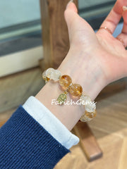 Citrine Quartz Red Agate Beaded Crystal Bracelet 11+10mm