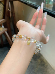 High-Clarity Clear Quartz Vermeil Accessories Beaded Crystal Bracelet 10mm