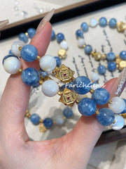 Kyanite Pearl Beaded Crystal Bracelet 9/10mm