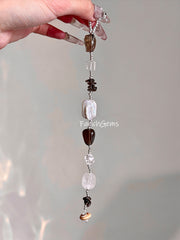 Clear Quartz Smoky Quartz Free Form Beaded Crystal Bracelet