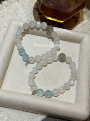 Blue Moonstone Aquamarine Green Phantom Quartz Beaded Crystal Bracelet 9+12mm