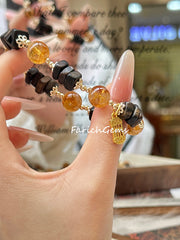 Citrine Quartz Sandalwood Beaded Crystal Bracelet 10+8mm