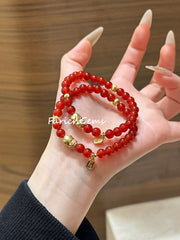 Red Agate Pi Xiu Copper Accessories Beaded Crystal Bracelet 6mm
