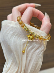 Citrine Quartz Copper Accessories Beaded Crystal Bracelet 7mm+