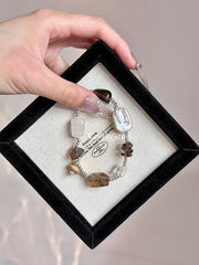 Clear Quartz Smoky Quartz Free Form Beaded Crystal Bracelet