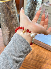 Red Agate Fluorite Pearl Beaded Crystal Bracelet 6+6/10mm
