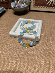Multi-Gemstone Beaded Crystal Bracelet 14-15mm