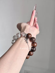 Green Phantom Quartz Agarwood Beaded Crystal Bracelet 12+14mm
