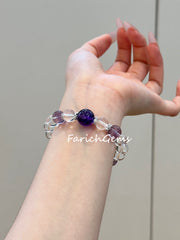 Clear Quartz Amethyst Beaded Crystal Bracelet 9+10+13mm